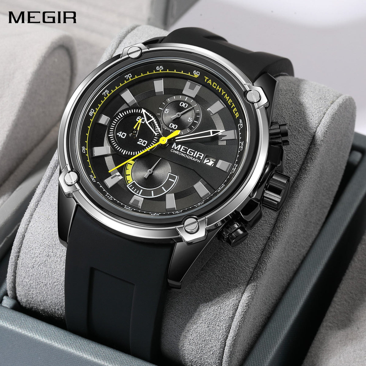 MEGIR Reloj Hombre Original Luxury Chronograph Men Sport Silicone Date Quartz Watches Waterproof Wristwatch Relogio Masculino 2086