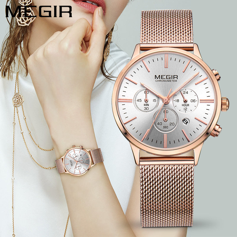 MEGIR Brand Luxury Women Watches Fashion Quartz Ladies Watch Sport Relogio Feminino Wristwatch Waterproof Dress Clock MS2011
