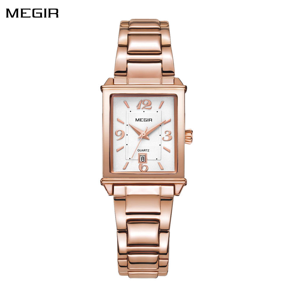 MEGIR White Women's Watches Top Brand Luxury Waterproof Woman Watch Bracelet Fashion Stainless Steel Band Wrist Watch for Women 1079