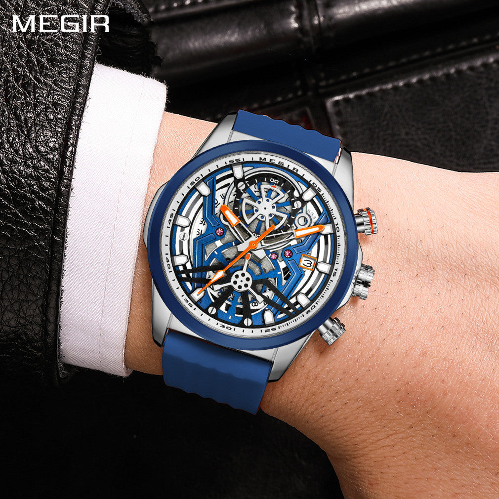 MEGIR Sports Watches Brand Luxury Wrist Watch Clock for Men Silicone Strap Luminous Quartz Big Dial Wristwatch Relogio Masculino 2235