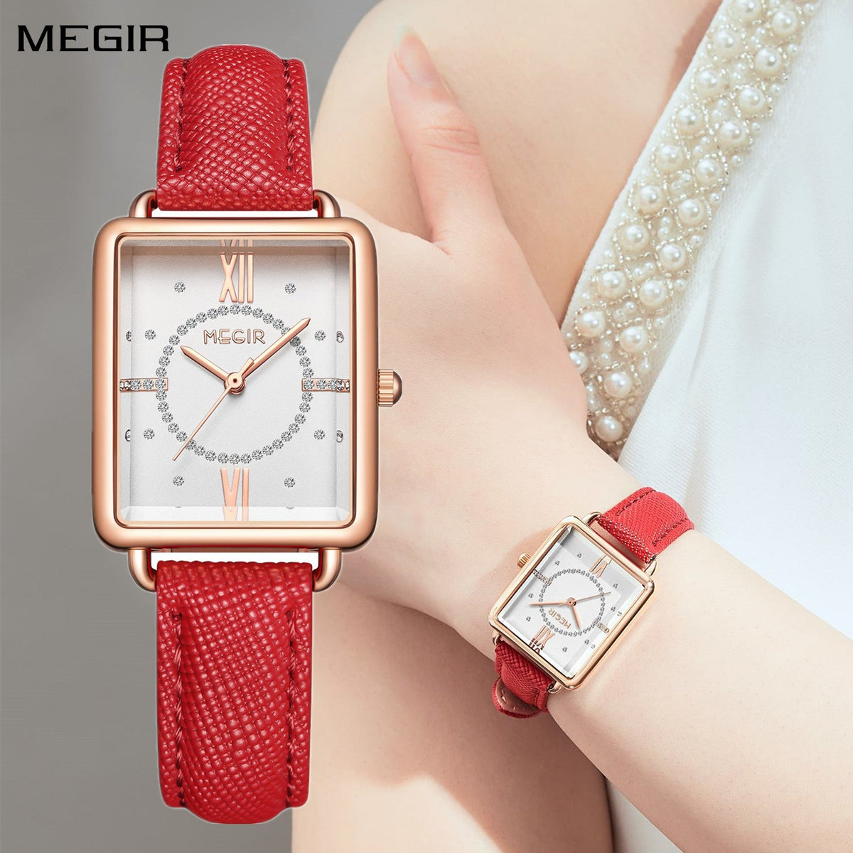 MEGIR Women Watch Luxury Fashion Leather Strap Ladies Quartz Wristwatch Casual Sport Wrist Watches Dress Clock Relogio Feminino 7027