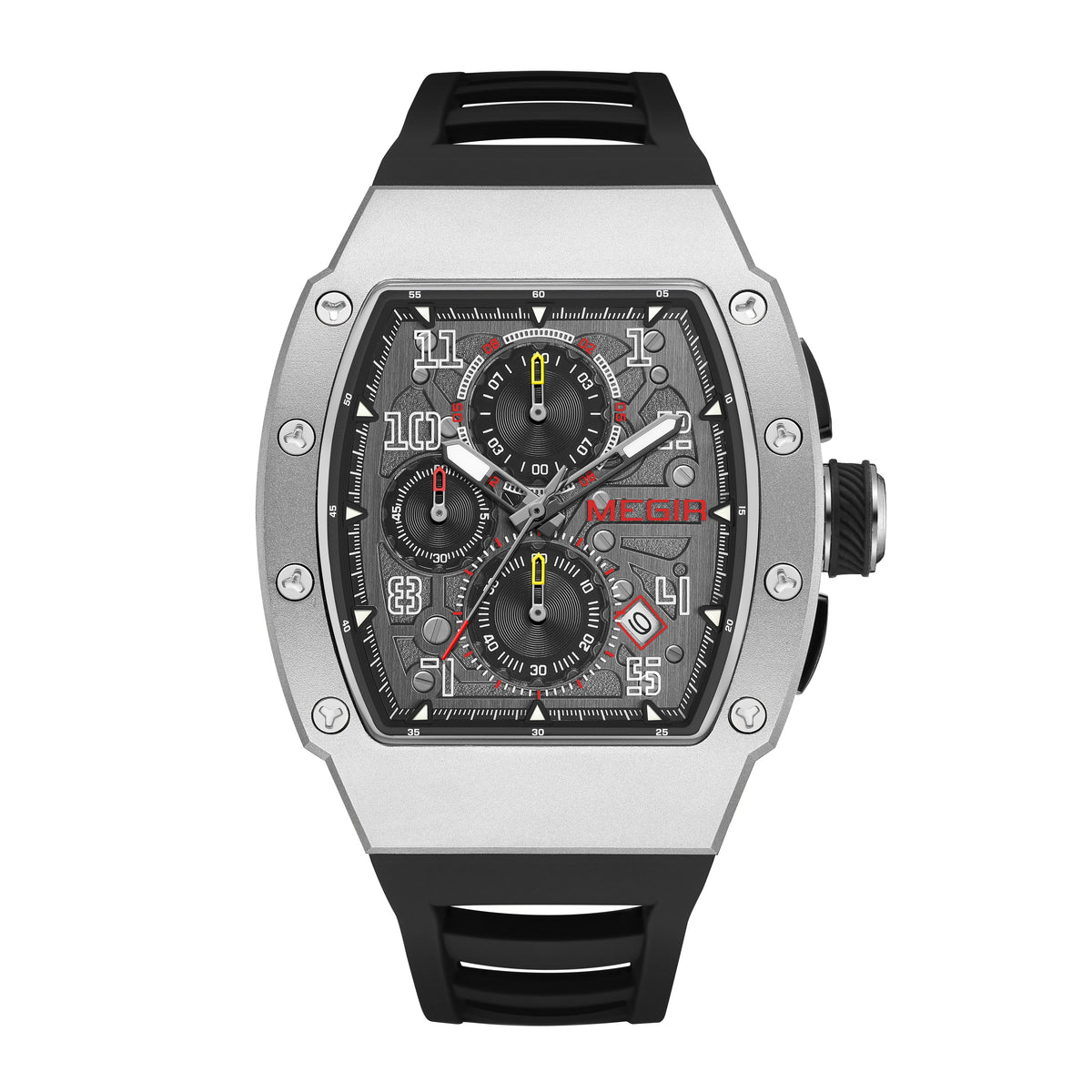 MEGIR Blue Luxury Sport Watch for Men Steel Case Waterproof Luminous Military Quartz Chronograph Big Dial Auto Date Reloj Hombre  8411