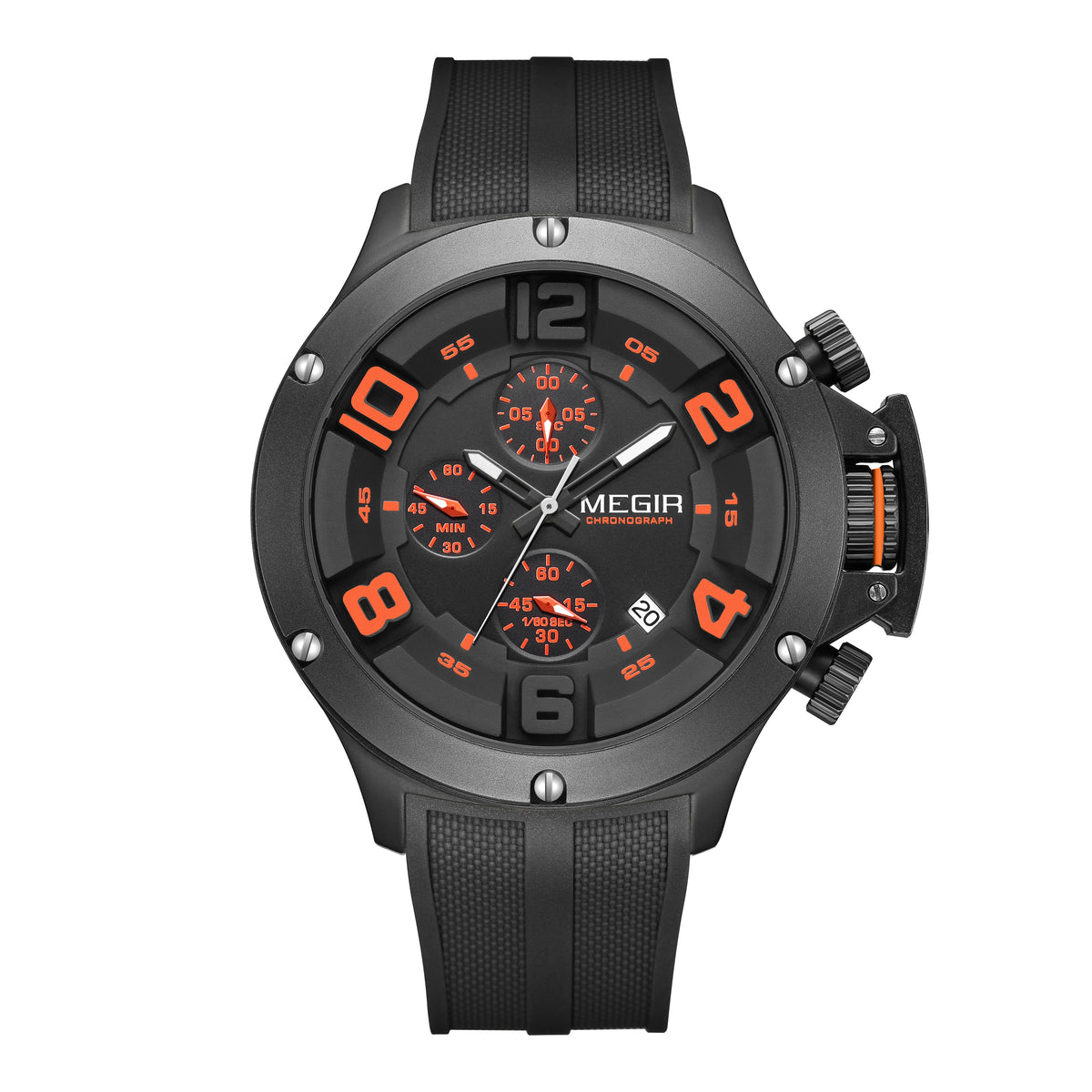 MEGIR Relogio Masculino Quartz for Men Silicone Strap Military Sport Chronograph with Auto Date 8115