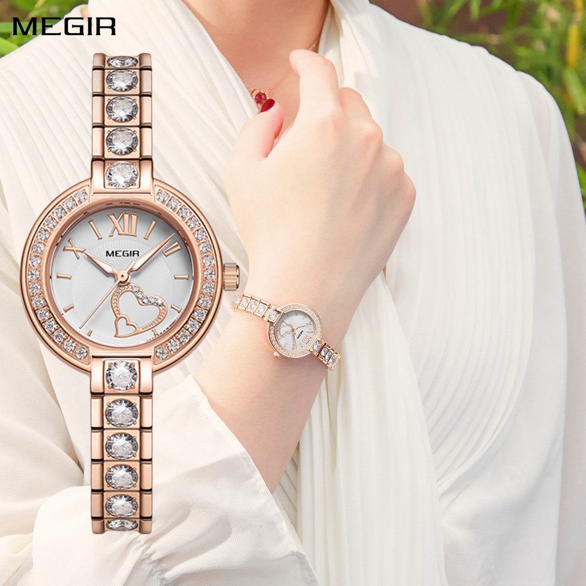 MEGIR Fashion Women Bracelet Quartz Watches Ladies Sports Dress Wrist Watch Luxury Diamond Female Clock Relogio Feminino 4219